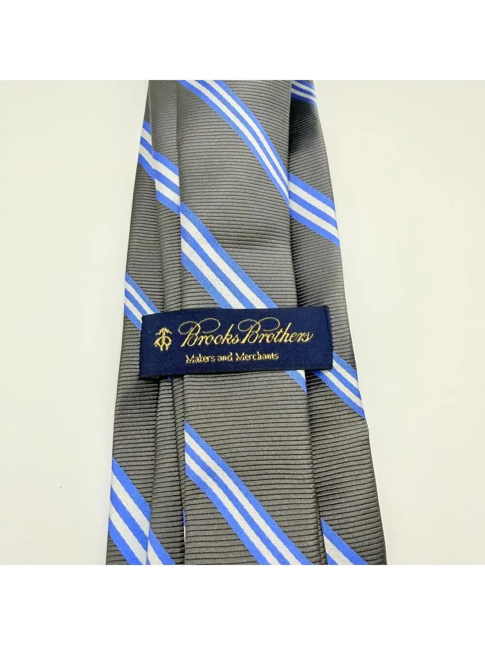 Brooks Brothers Tie Men's Blue Silver Stripe 100% Silk